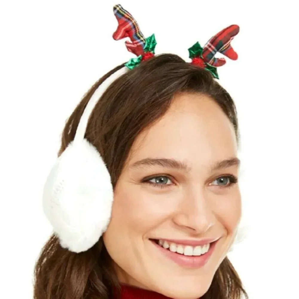 Charter Club Holiday Fun Cable Knit Reindeer Earmuff (444)